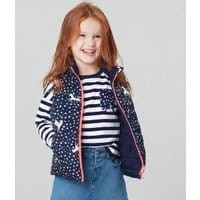 Girls Flip It Reversible Vest 1-12 Years - NAVY UNICORN