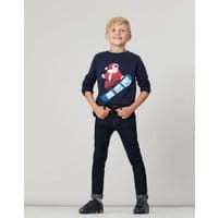 Boys FINLAY FESTIVE SCREEN PRINT T-SHIRT - NAVY SANTA