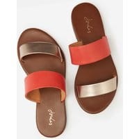 210843 Leather 2 Band Sandal - CORAL