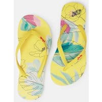 Womens 210699 Womens Flip Flops - YELLOW PALM FLORAL