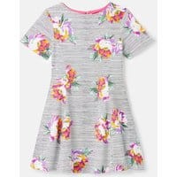 211421 Short Sleeve Jersey Skater Dress - HERITAGE FLORAL STRIPE