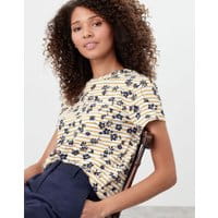 Sofi Print Pocket T-Shirt - CREAM GOLD FLORAL STRIPE