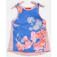 Girls Iris Shoulder Knot Tank Top 3-12Yr - BLUE FLORAL