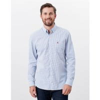 Mens ABBOTT Long Sleeve Classic Fit Peached Poplin shirt - BLUE CHECK