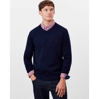 Mens Jarvis V Neck Sweater - FRENCH NAVY