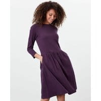 Womens Bernadette Low Gathered Waist Jersey Dress - RED NAVY STRIPE