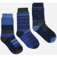 Mens 209761 Cotton 3 Pack Socks - BLUE STRIPE