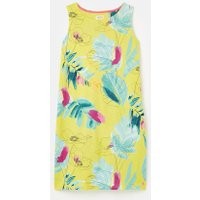 210413 Sleeveless Jersey Dress Longer Length - YELLOW PALM FLORAL