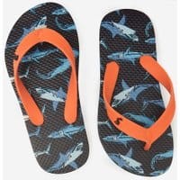 210749 Boys Printed Flip Flop - NAVY SHARKS