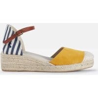 Womens Espadrille Wedges - NAVY CREAM STRIPE