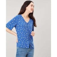 Womens Georgie Short Sleeve V Neck Button Through - LEMON DITSY