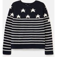 Womens Seaport Roll Neck Sweater - NAVY CREAM STAR