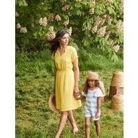 Womens Etty Broderie Casual Elasticated Waist Dress - YELLOW LEMON