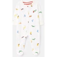 Baby Boys Ziggy Cotton Printed Sleepsuit 0-9 Months - White Animals
