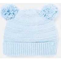Babys Pom Pom Knitted Hat - LIGHT BLUE