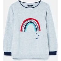 Girls Miranda Artwork Knitted Sweater 1-12 Years - GREY RAINBOW