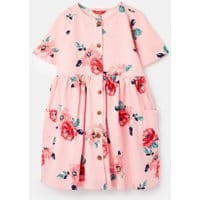 Girls Liddie Button Through Smock Dress 1-12 Years - PINK FLORAL
