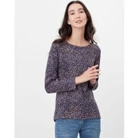 Harbour Print Long Sleeve Jersey Top - NAVY SPECKLE