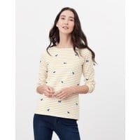 Womens Harbour Print Long Sleeve Jersey Top - DOG STRIPE