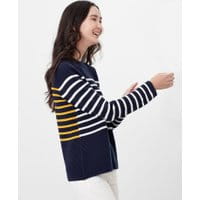 Valencia Knitted Ripple Stitch Sweater - NAVY MULTI STRIPE