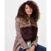 Womens Hurdlow Long Faux Fur Colour Block Stole - PINK