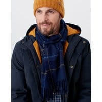 Tytherton Wool Checked Scarf - NAVY YELLOW CHECK