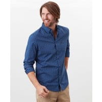 Mens Welford Long Sleeve Classic Fit Check Shirt - NAVY YELLOW CHECK