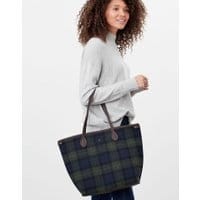 Womens Fulbrook Tote Tweed Purse - NAVY GREEN CHECK