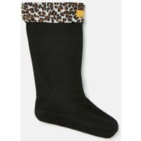 Womens Welton Leopard Fleece Rain Boot Liner - BLACK