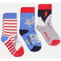 Boys Brilliant Bamboo Character Socks 3 Pack - MULTI SHARK