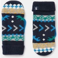 Boys Toasty Fairisle Mittens - NAVY DINO