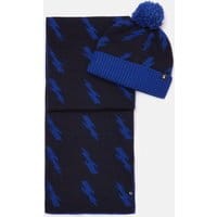 Boys Maxwell Hat and Scarf Set - NAVY LIGHTNING