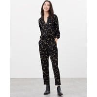 Womens Dahlia Long Sleeve Button Through Jumpsuit - BLACK PRIMROSE