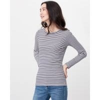 Womens Grace Skinny Rib Jersey Top - NAVY STRIPE