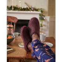 Mens Felt Mule Slip On Slippers - BURGUNDY