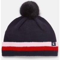 Girls Bobble Ribbed Knit Hat - FRENCH NAVY
