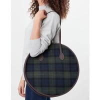 Womens Fulbrook Round Tweed Purse - NAVY GREEN CHECK