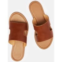 Womens Avondale Leather Slider Sandal - TAN