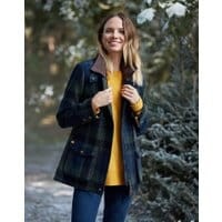 Womens Fieldcoat Tweed Coat - GREEN BLUE TWEED