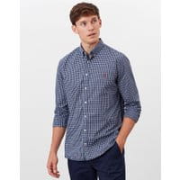 Mens Bythe Long Sleeve Classic Fit Poplin Shirt - NAVY BLUE CHECK