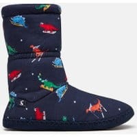 Boys Padabout Slippersock - NAVY DINOS