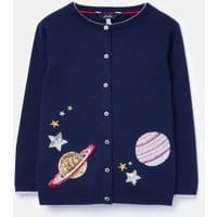 Girls Madison Cardigan 1-12 Years - NAVY PLANETS