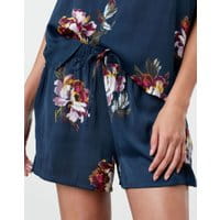 Lilly Satin Nightwear Shorts - NAVY PEONY