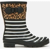 Womens Molly Mid Height Printed Rain Boots - TAN LEOPARD STRIPE