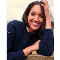 Jenna Knitted Pointelle Stitch Sweater - FRENCH NAVY