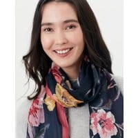 Womens Karin Silk Scarf - NAVY PINK FLORAL
