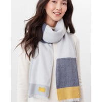 Womens Bridey Checked Scarf - CREAM GREY AND YELLOW CHECK