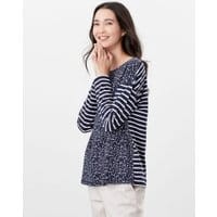 Womens Marina Print Dropped Shoulder Jersey Top - NAVY DITSY