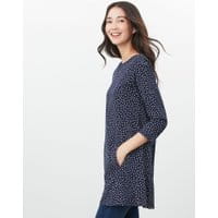 Womens Anise Swing Tunic with Boat Neck - NAVY HEARTS