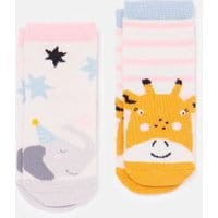 Babys Neat Feet Character Baby Socks 2 Pack - GIRAFFE ELEPHANT
